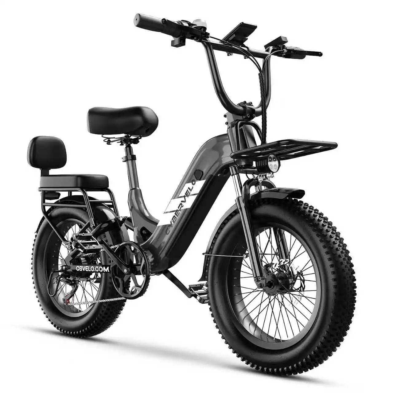 Cybervelo Step-Thru Electric Bike for Adults, 48V 20AH Removable Battery, 20" Fat Tire Shimano 7-Speed Commuter ebike EK12