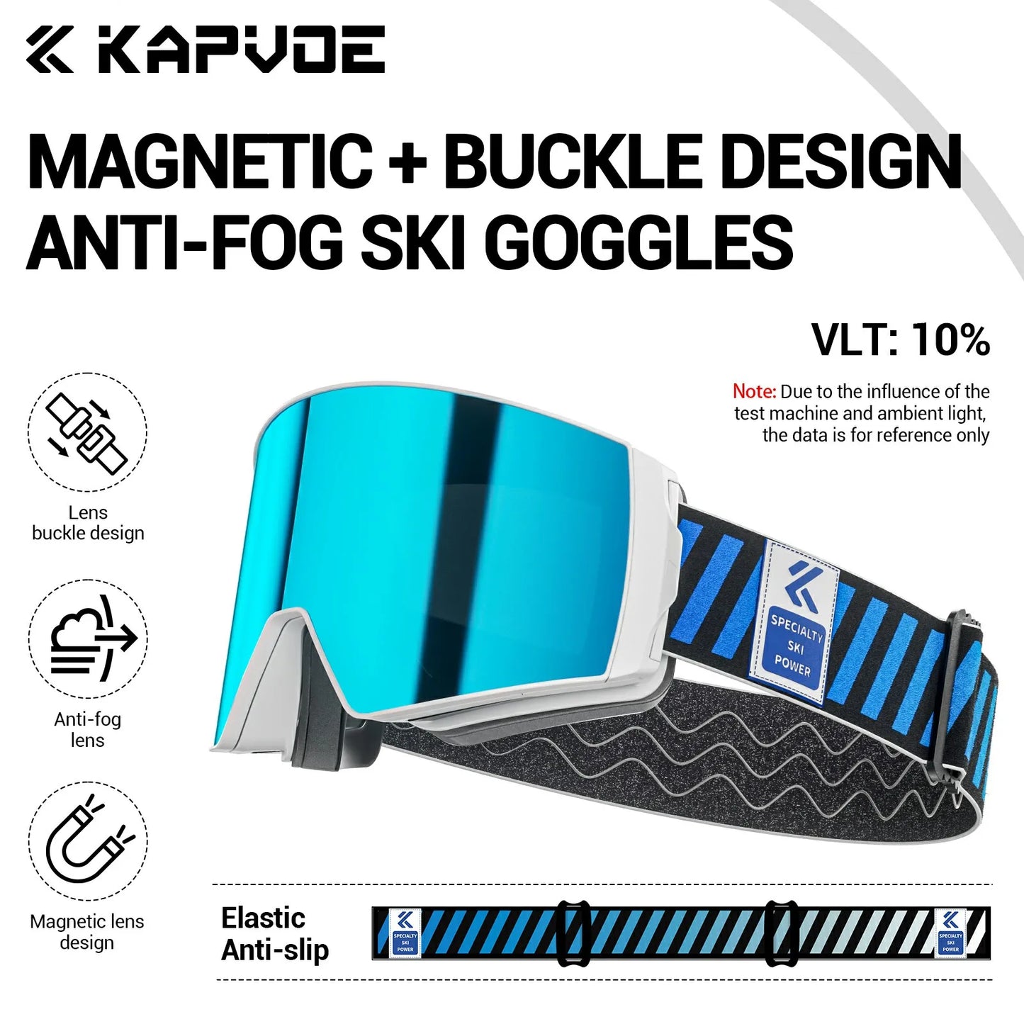 KAPVOE Outdoor Ski Snowboard Goggles for Men Women OTG Snow Goggles Anti Fog UV Protection Double Layer Magnetic Lenses