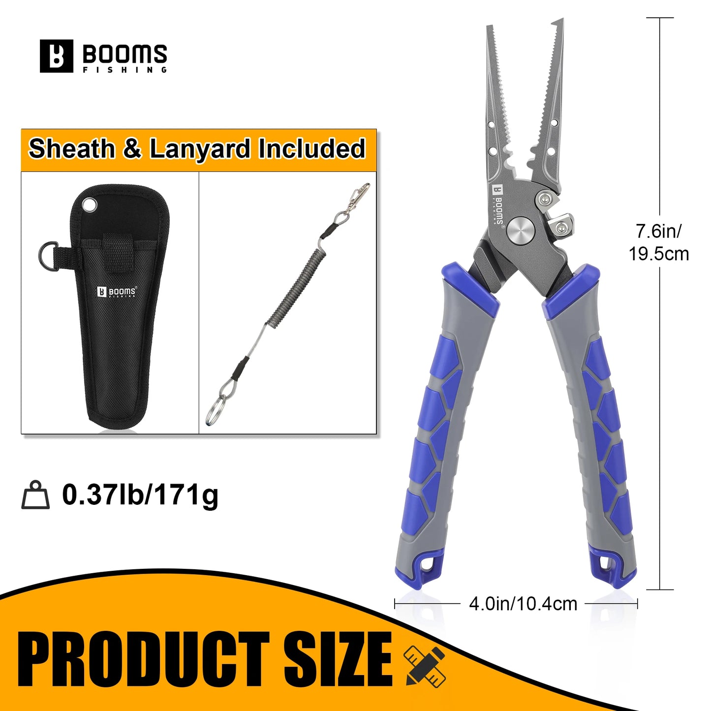 Booms Fishing XW15 Fishing Pliers 7.6in Carbon Steel Split Ring Hook Remover Pliers Stainless Steel Braid Line Cut Fishing Gear