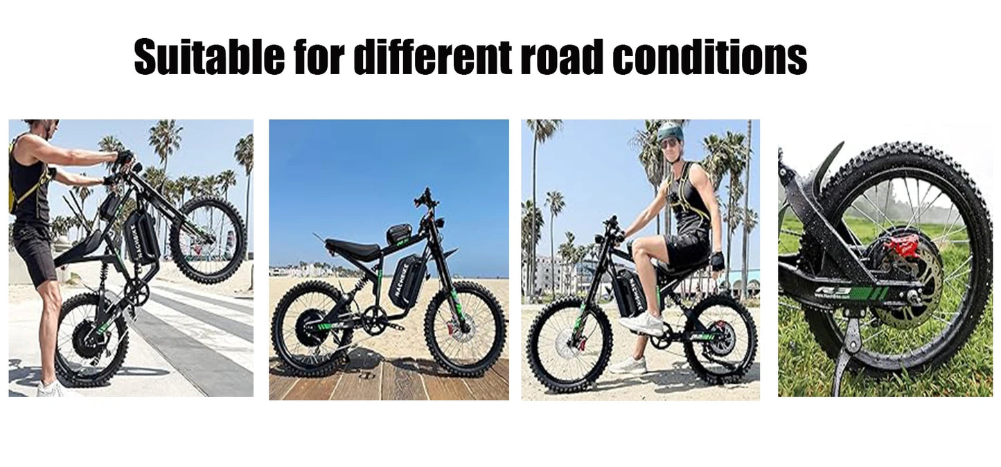 2025 50MPH Electric Bike 6000W Electric Dirt Bike with 60V25Ah Battery Max 50Miles Dual Hydraulic Brake Full Suspensions E-Bike