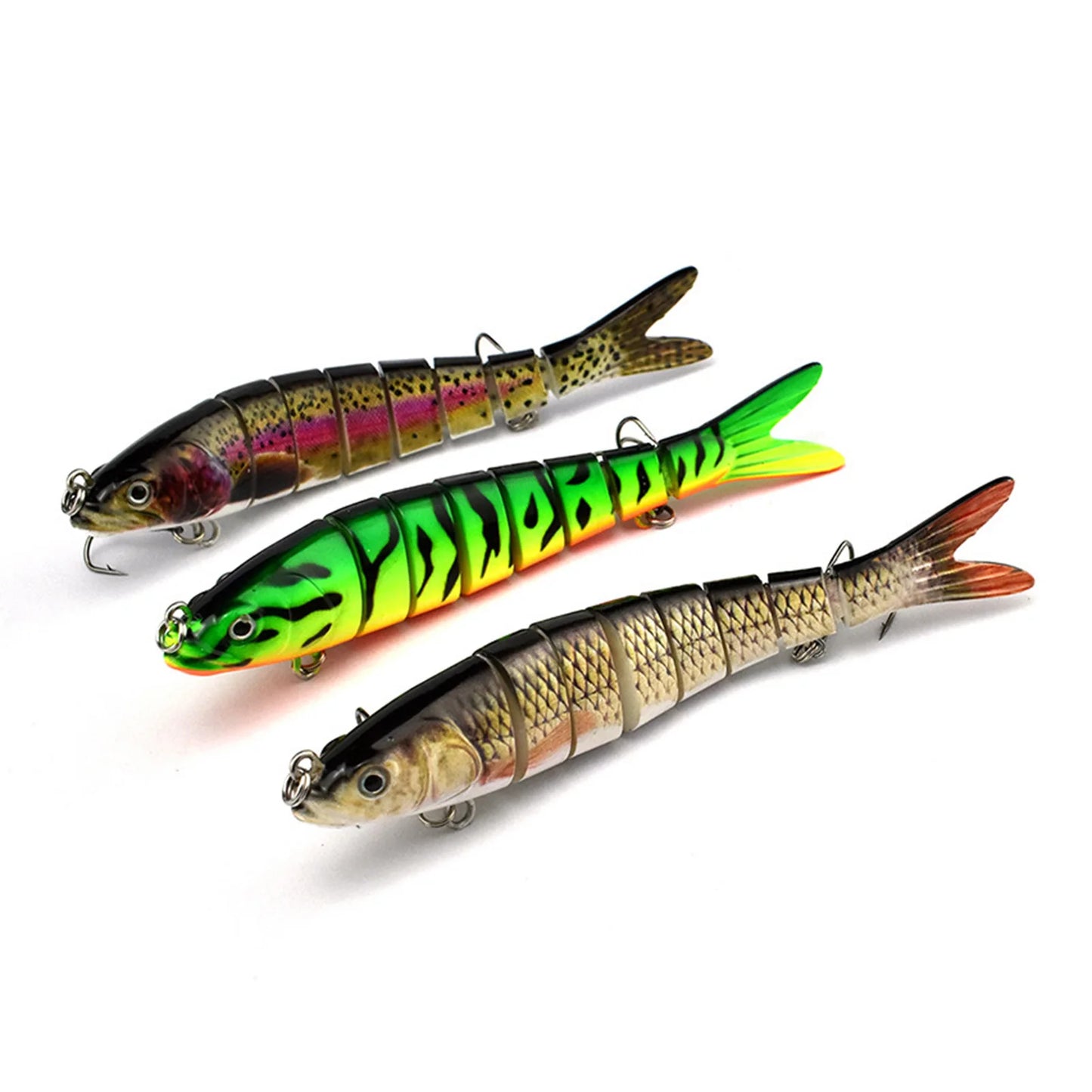 14cm 8 Section Hard Lure Bait Set 3PCS ABS Plastic Realistic Multi Joint Fishing Lure for Bass Trout Saltwater Freshwater