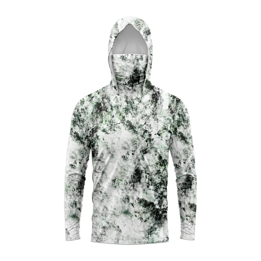 Men Hood Fishing Shirt long sleeve fishing t shirt uv protection Fishing Apparel