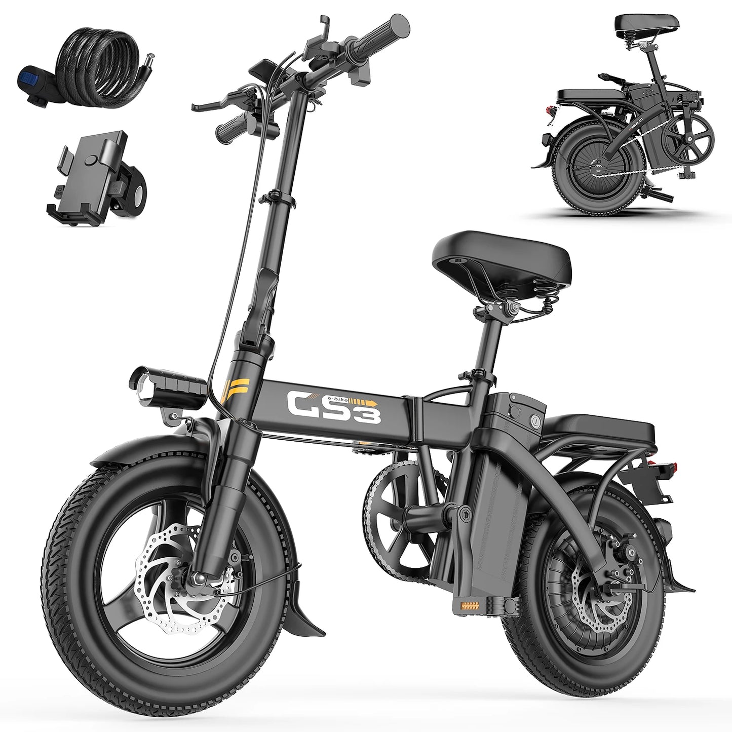 UPlee GS3 Electric Bike 48V 15AH 500W Motor Electric Bicycle 20KM/H Max Speed Motorcycle Style E-bike