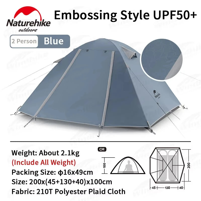 Naturehike Camping Tent 2 3 Persons Portable Waterproof Backpacking Tent Double-layer Outdoor Hiking Travel Camping Equipment