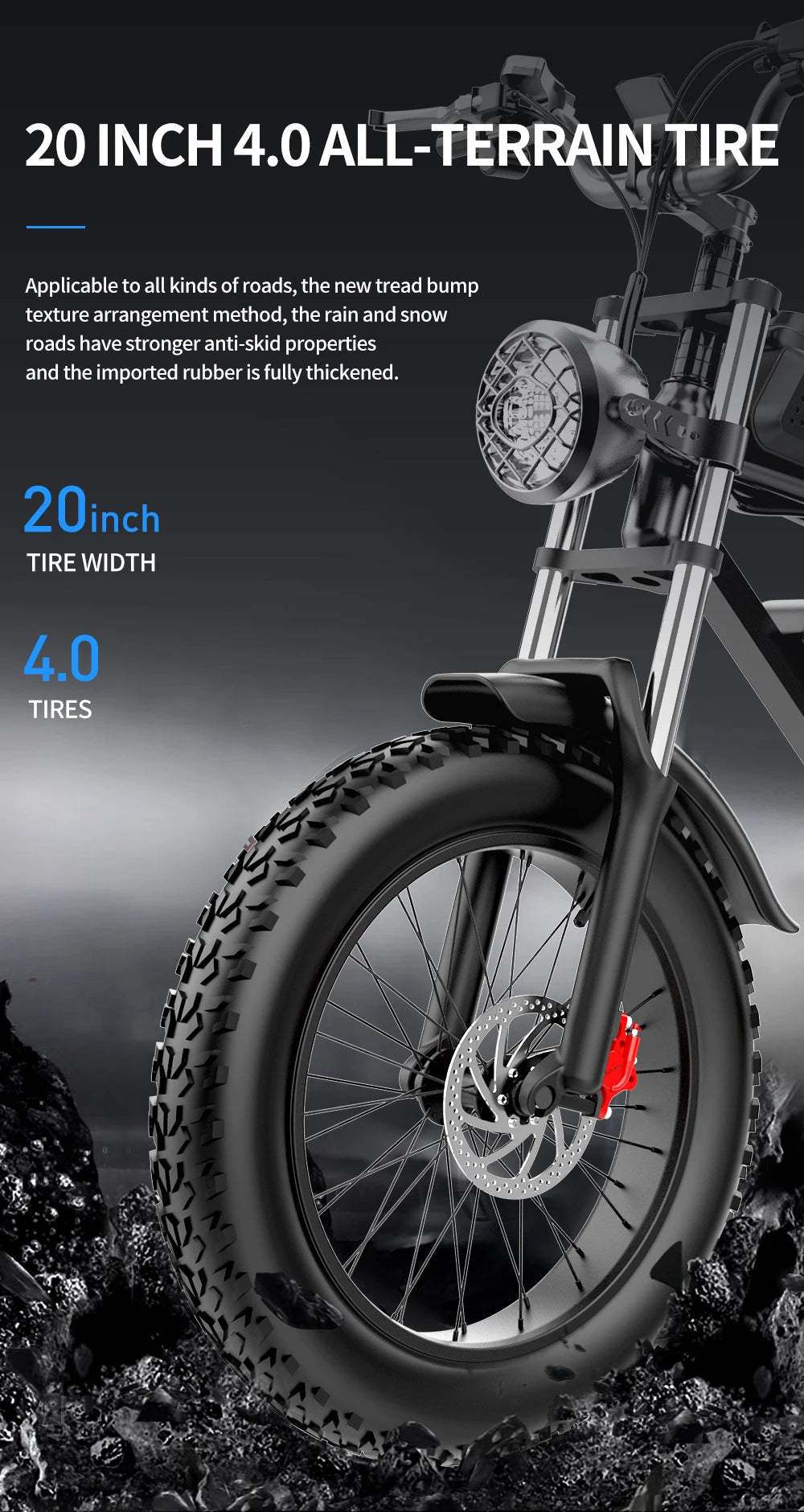 YVY Electric Bike for Adults 1500W 33MPH 48V 20Ah Removable Battery 20" All Terrain for Mountains Sand Fat Tire Ebike Motorcycle
