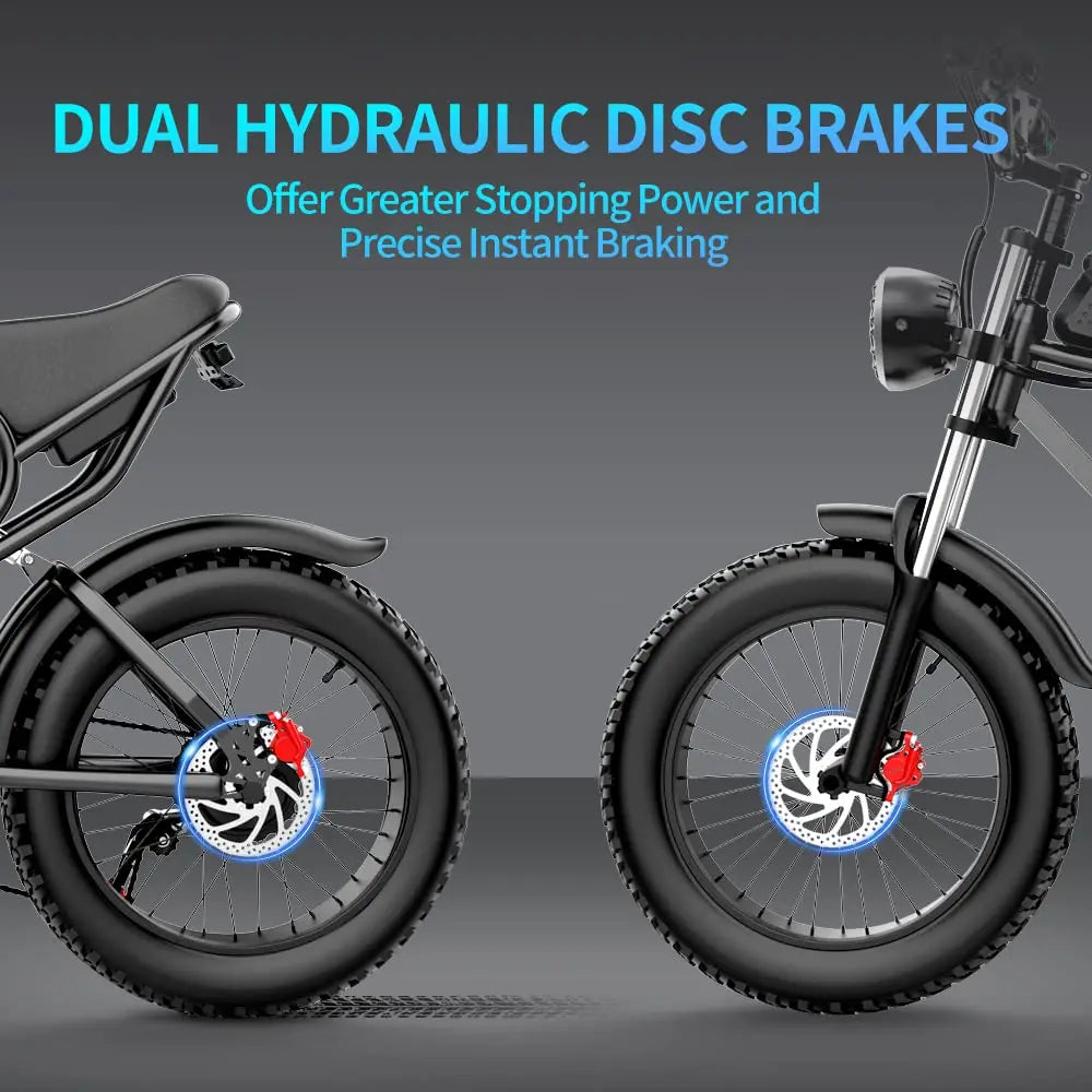 YVY Electric Bike for Adults 1500W 33MPH 48V 20Ah Removable Battery 20" All Terrain for Mountains Sand Fat Tire Ebike Motorcycle