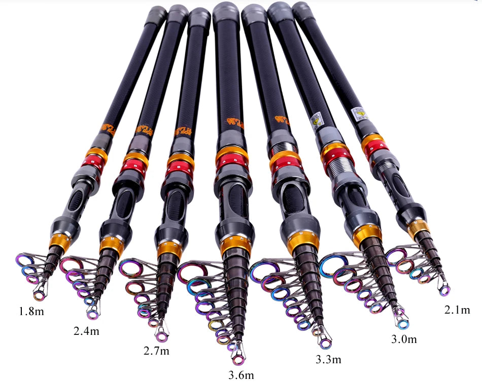 Sougayilang Super Hard 1.8-3.6M Telescopic Fishing Rod 99% Carbon Fiber Sea Fishing Rod Pole Rock Carp Fishing Rod Tackle Poles