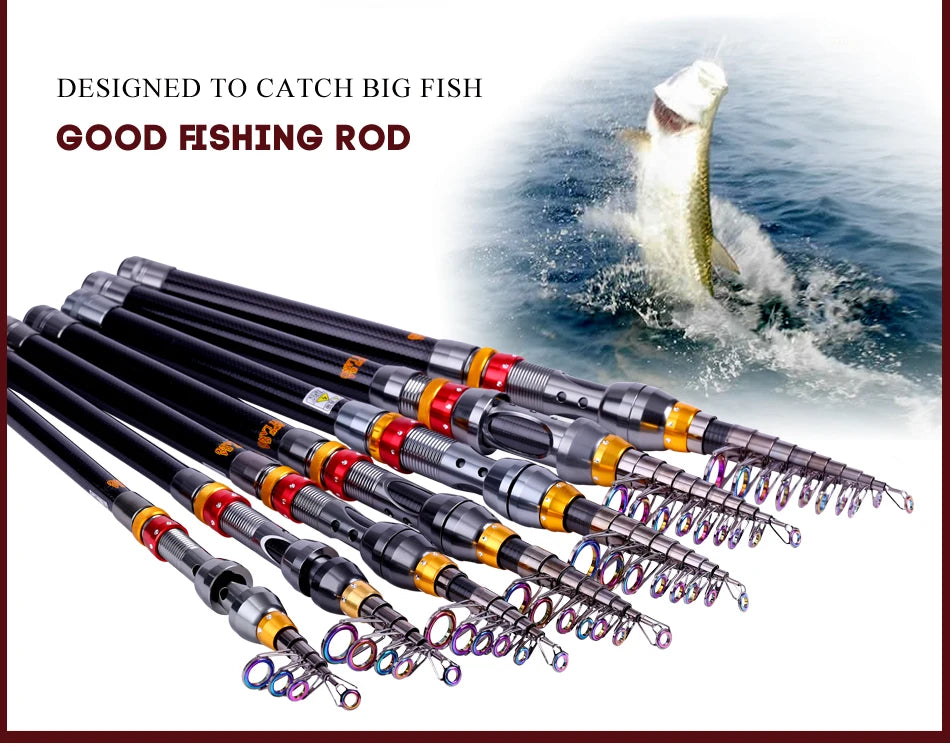 Sougayilang Super Hard 1.8-3.6M Telescopic Fishing Rod 99% Carbon Fiber Sea Fishing Rod Pole Rock Carp Fishing Rod Tackle Poles