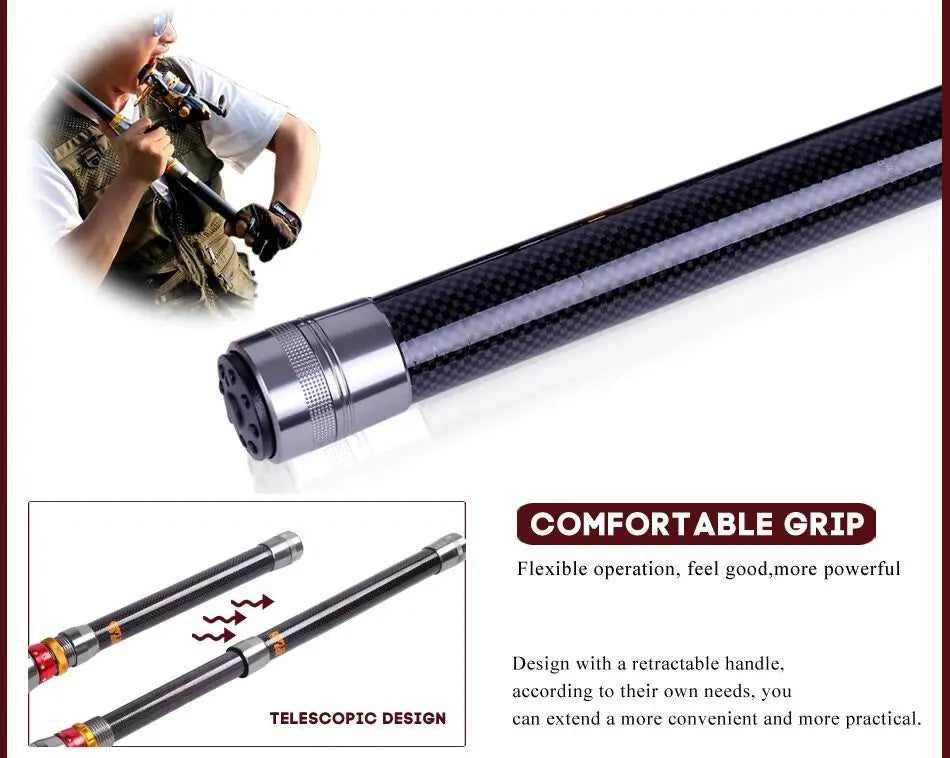 Sougayilang Super Hard 1.8-3.6M Telescopic Fishing Rod 99% Carbon Fiber Sea Fishing Rod Pole Rock Carp Fishing Rod Tackle Poles