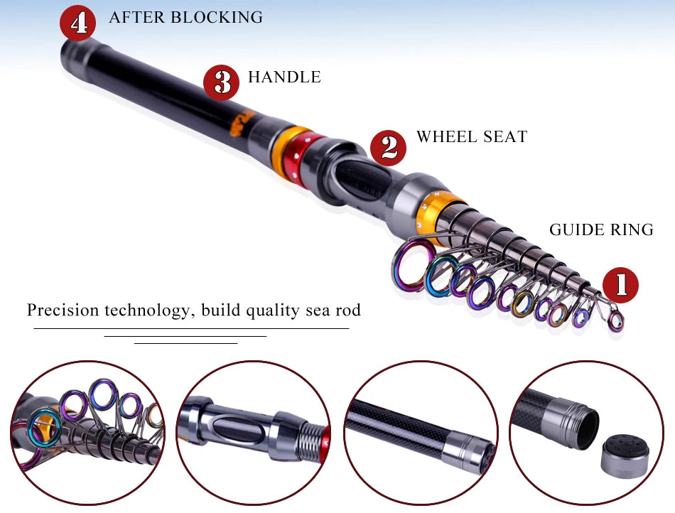 Sougayilang Super Hard 1.8-3.6M Telescopic Fishing Rod 99% Carbon Fiber Sea Fishing Rod Pole Rock Carp Fishing Rod Tackle Poles