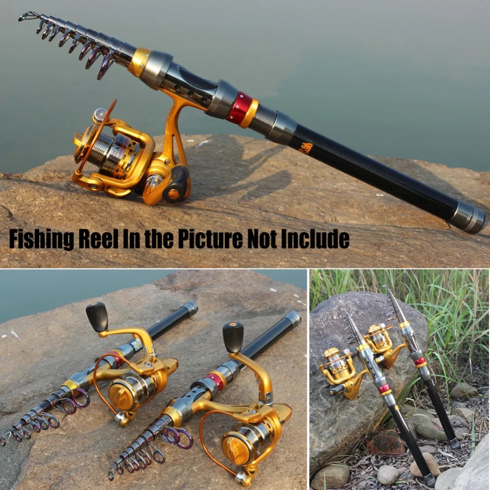 Sougayilang Super Hard 1.8-3.6M Telescopic Fishing Rod 99% Carbon Fiber Sea Fishing Rod Pole Rock Carp Fishing Rod Tackle Poles