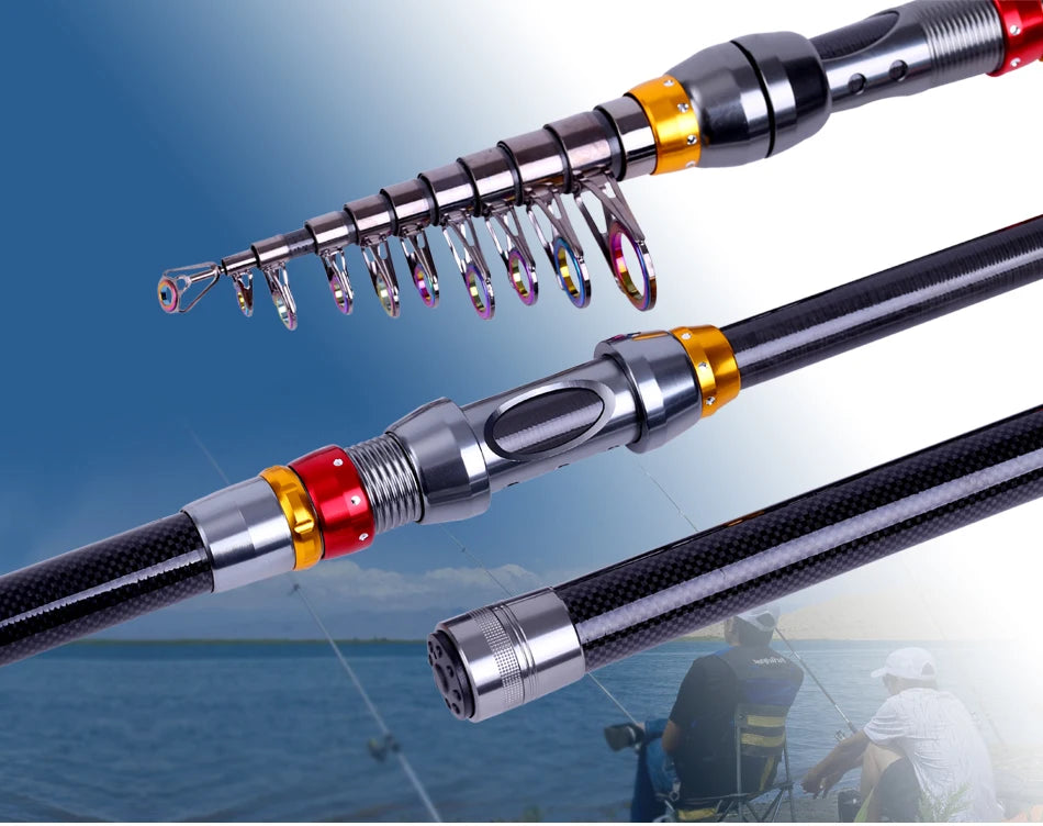 Sougayilang Super Hard 1.8-3.6M Telescopic Fishing Rod 99% Carbon Fiber Sea Fishing Rod Pole Rock Carp Fishing Rod Tackle Poles