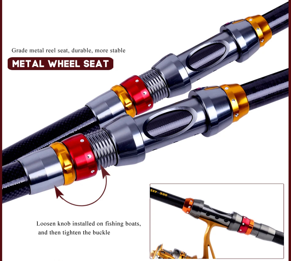 Sougayilang Super Hard 1.8-3.6M Telescopic Fishing Rod 99% Carbon Fiber Sea Fishing Rod Pole Rock Carp Fishing Rod Tackle Poles