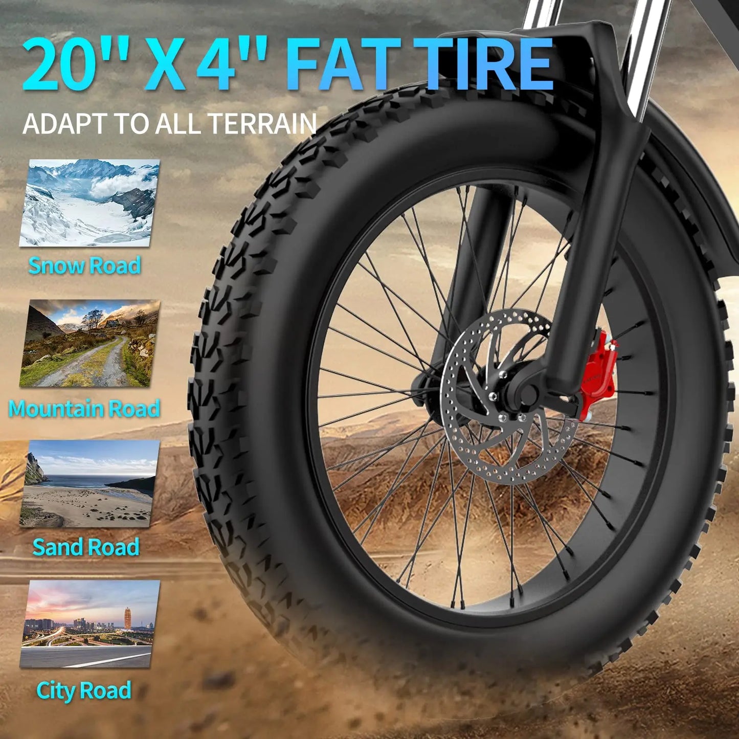 YVY Electric Bike for Adults 1500W 33MPH 48V 20Ah Removable Battery 20" All Terrain for Mountains Sand Fat Tire Ebike Motorcycle
