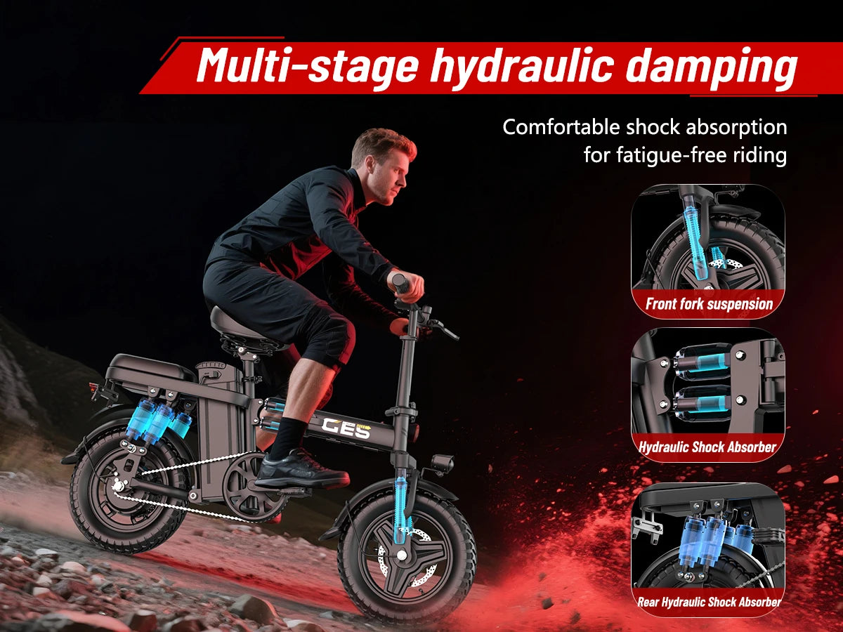 UPlee GE5 Adults Electric Bike 750W Peak Motor 48V 15AH Removable Battery Electric Bicycle 14 Inch Folding Urban leisure e bike