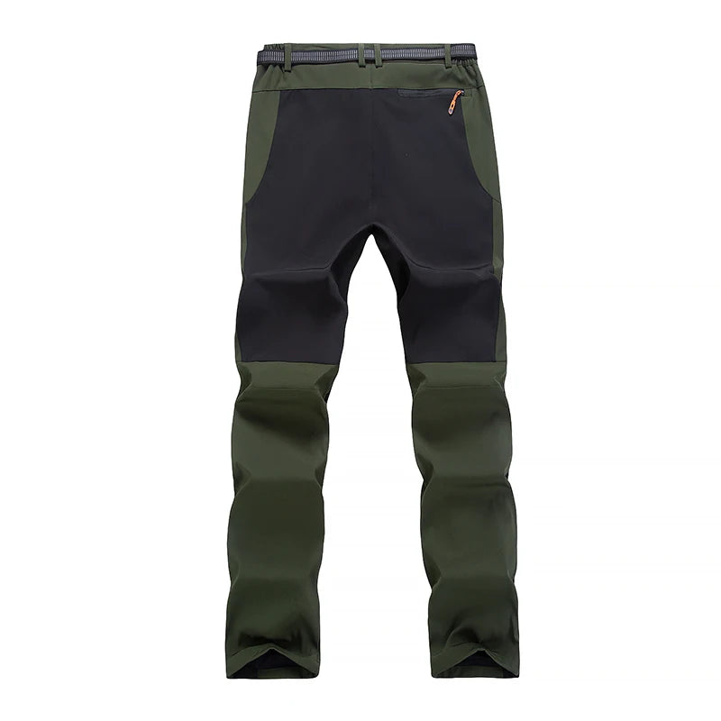 LNGXO Thick Warm Fleece Hiking Pants Men Winter Waterproof Windproof Outdoor Soft Shell Rain Trousers Trekking Camping Ski Pants