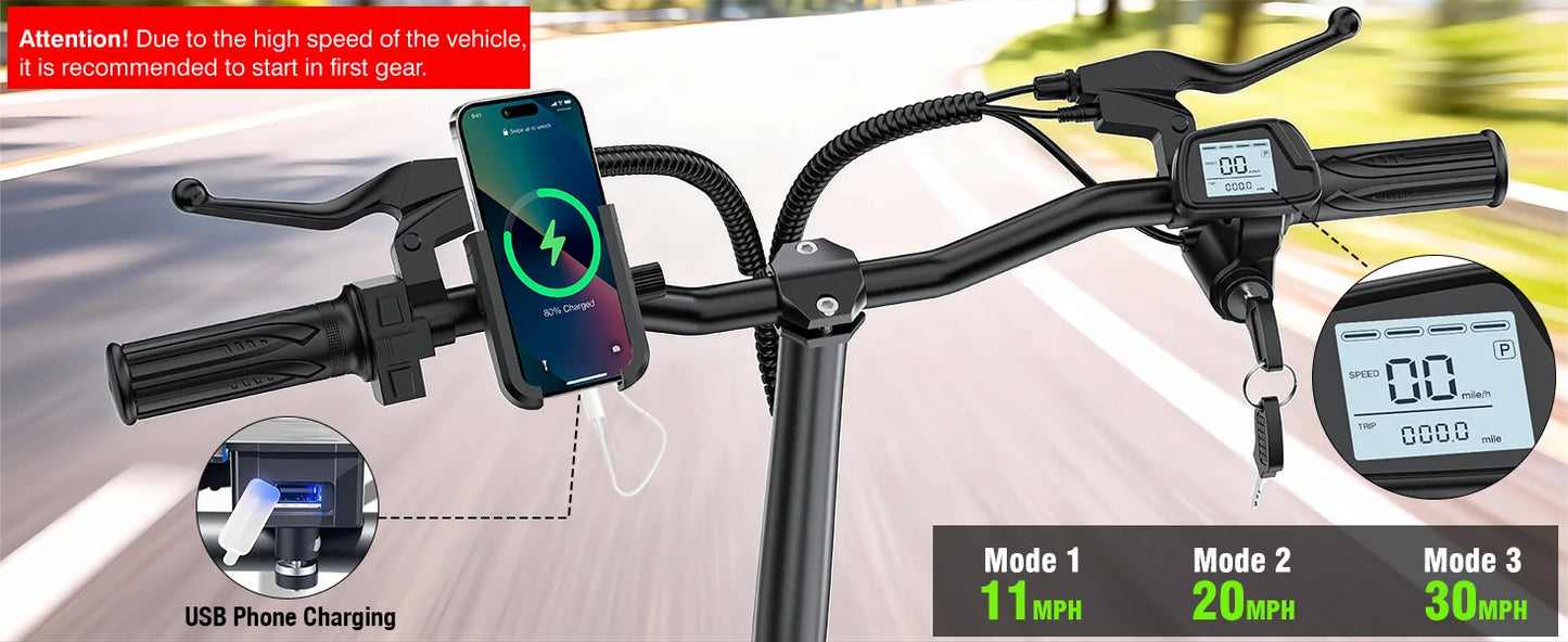 Adult Electric Bike, 500W48V15AH, 30MPH 14 inch Electric Bike, 500lbs Load-bearing with Multiple Shock Absorbers, with Basket