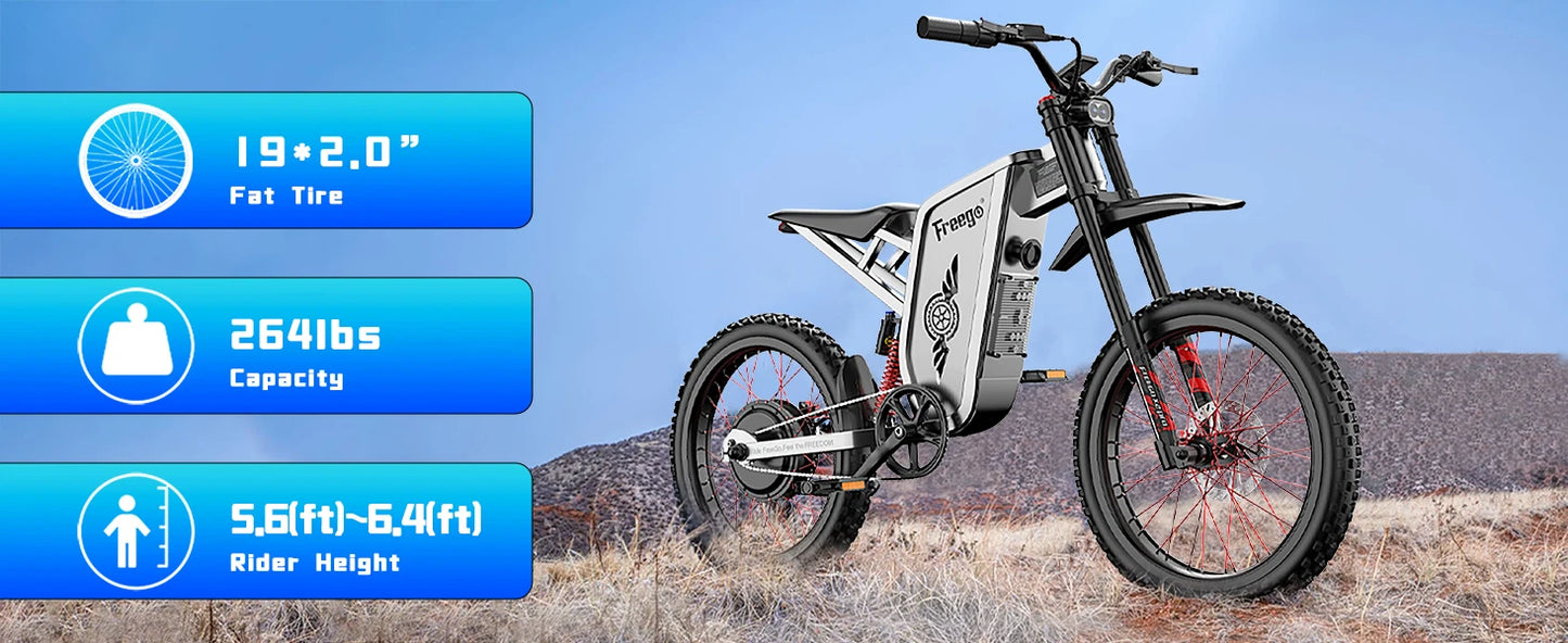 2025 Electric Dirt Bike X2 Pro Electric Motorcycle 6000W(Peak) Motor 1800wh Battery 7 Speed 50MPH Off Road Electric Bicycle