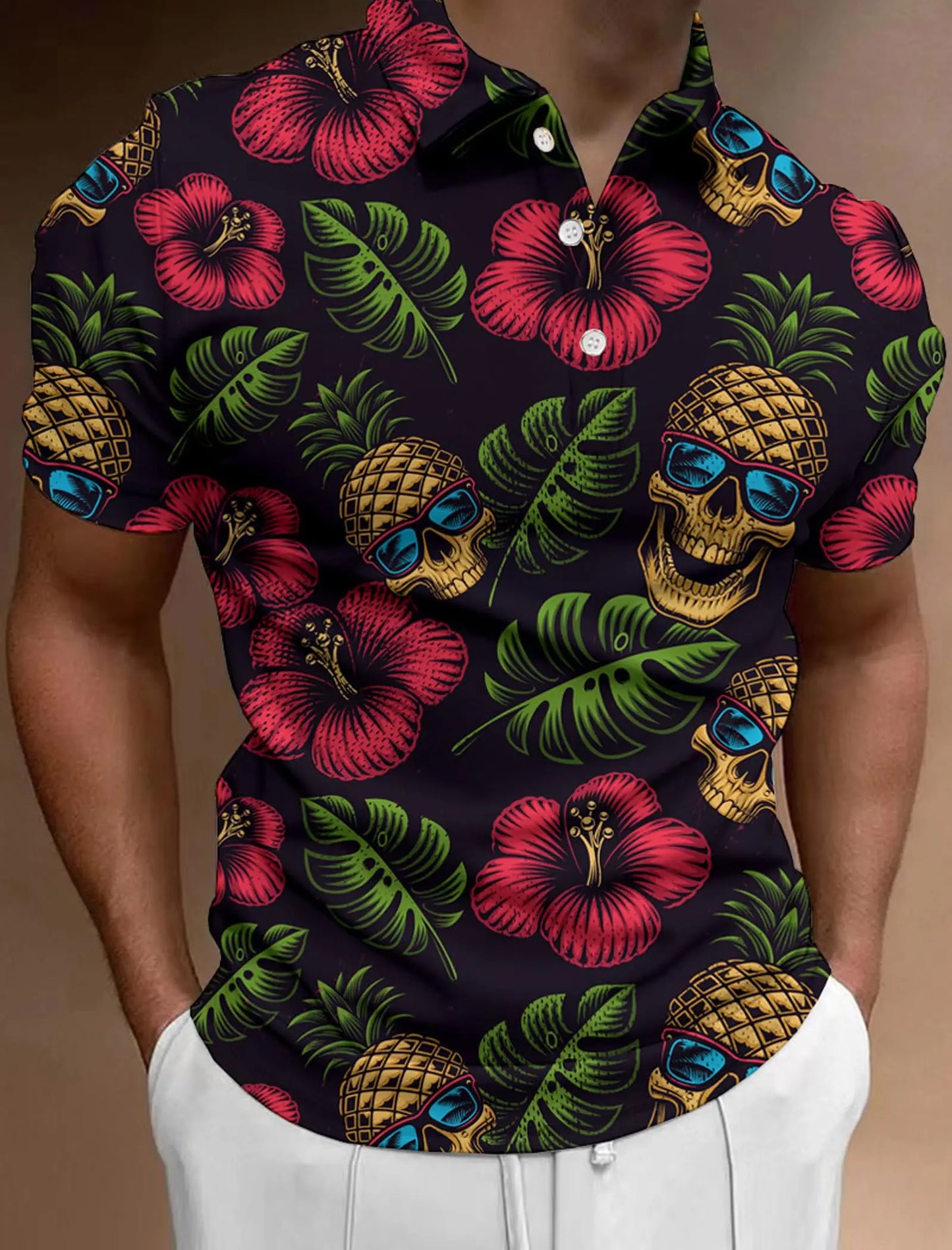 Men's Golf Shirt Hawaii Golf Polo Shirt Tennis Sports T-shirt Soft Breathable Elastic Fabric Short Sleeve