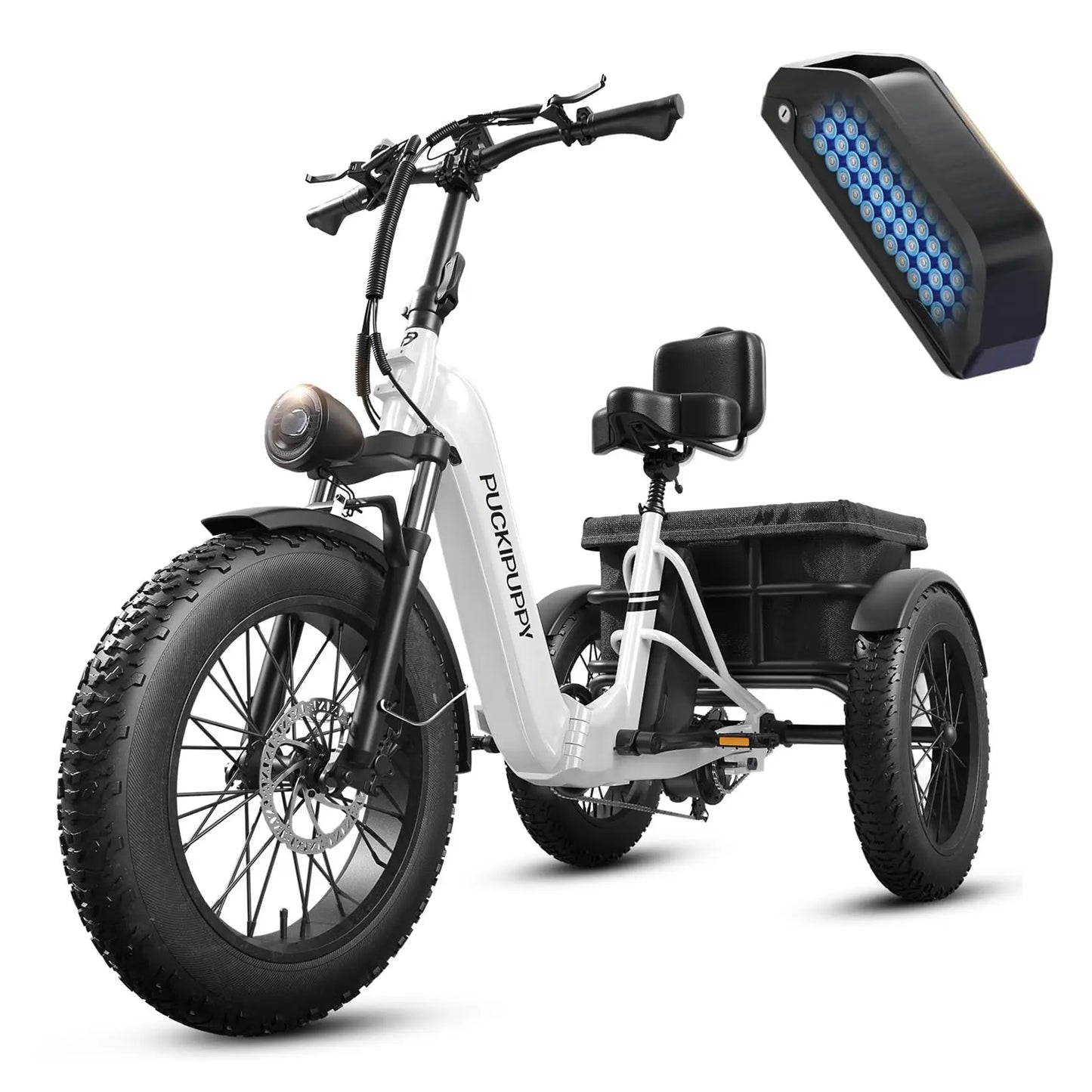 PUCKIPUPPY Husky Electric Trike for Adult 960W Peak Motor 60 Miles Range Tricycle 500 Lbs Load Electric Trike 2-Year Warranty