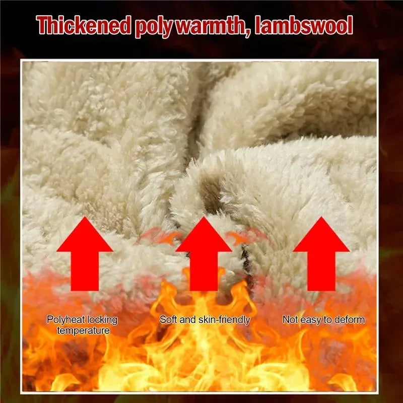 Men Plush Thick Fleece Waterproof Sweatpant Winter Windproof Casual Pants Heavyweight Pants Lambswool Warm Trousers Outerwear