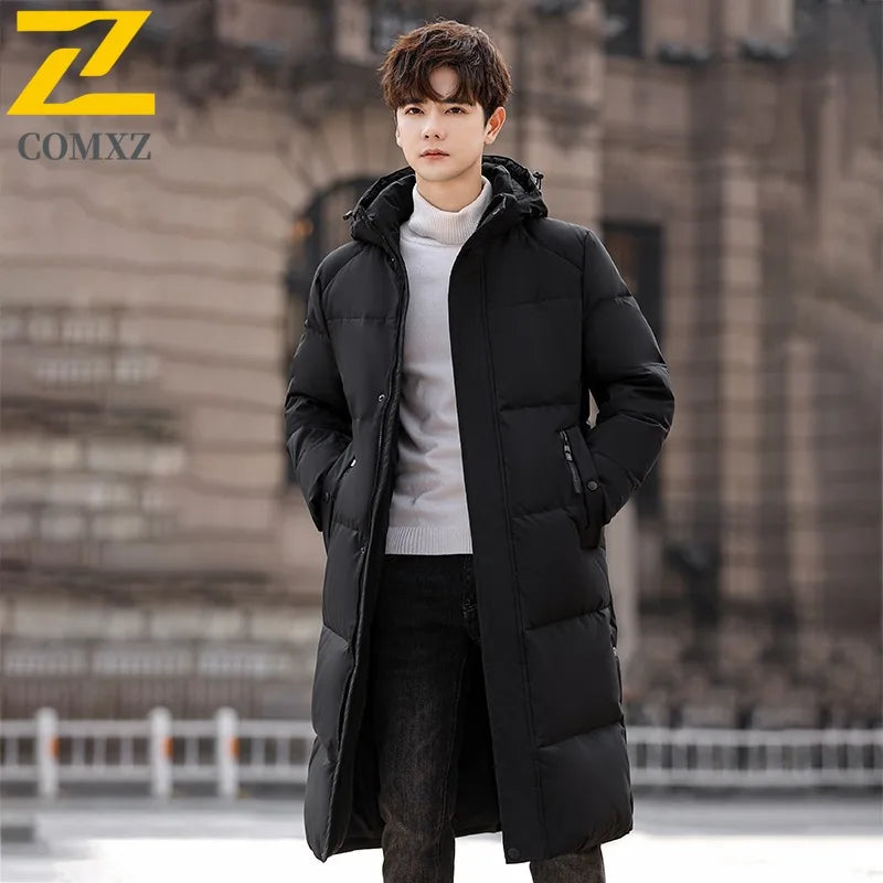 Maxbarley 2025 Winter Puffer Jacket Men Long Designer Brand Windproof Wool Collar Hooded Down Jacket Ski Warm Filler Down Coats