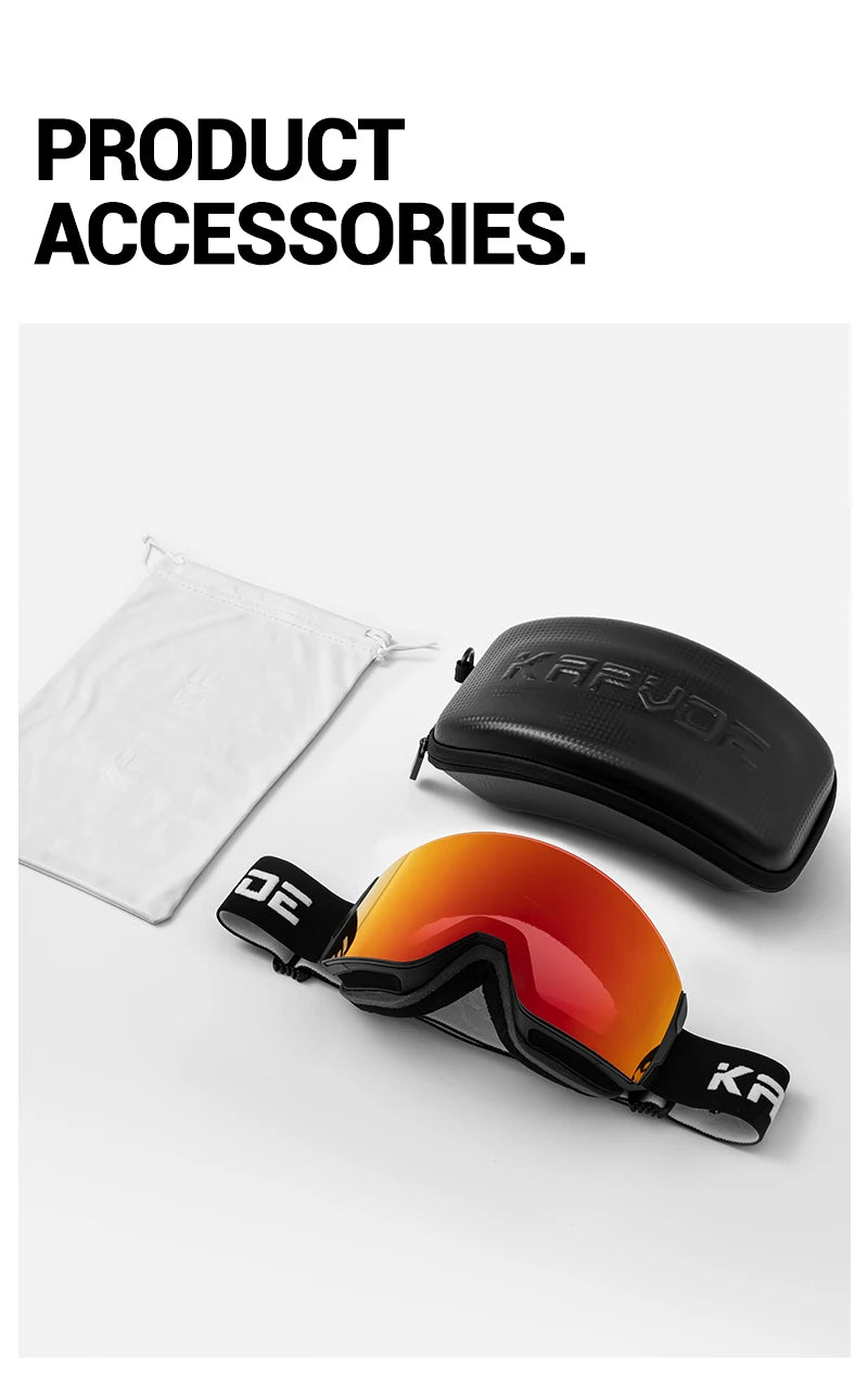 KAPVOE New Photochromic Ski Goggles Snowboard OTG Snow Glasses Magnetic Lens Men Women UV400 Double Layers Lens Anti Fog Skating