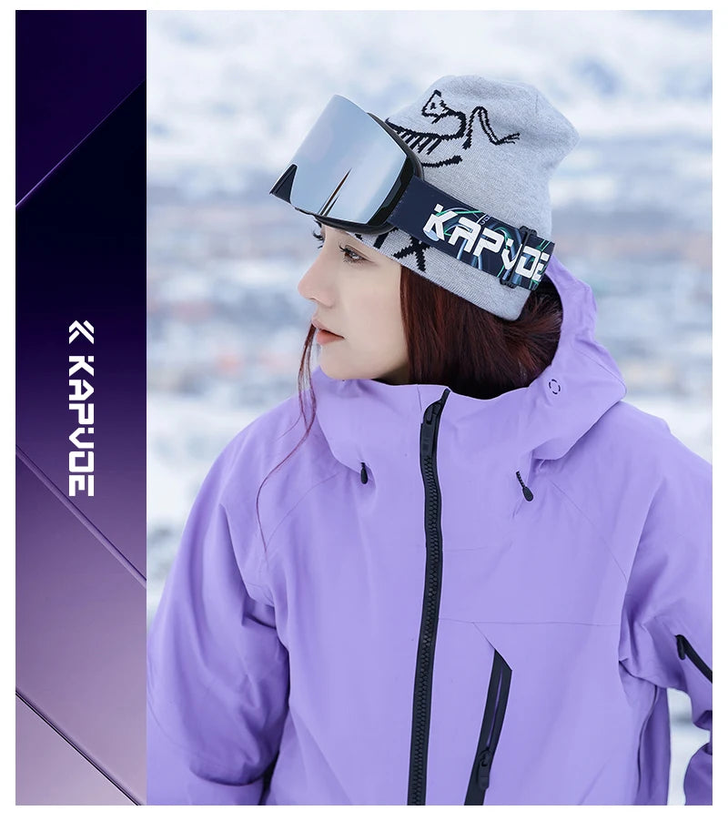 KAPVOE New Photochromic Ski Goggles Snowboard OTG Snow Glasses Magnetic Lens Men Women UV400 Double Layers Lens Anti Fog Skating