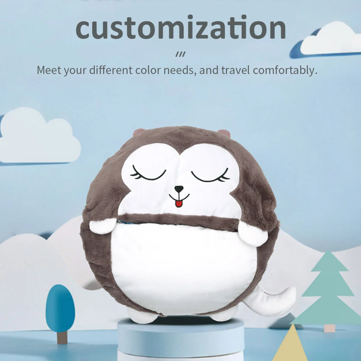 Children's Cartoon Sleeping Bag with Pillow for Birthday Gift Kids Comfy Plush Warm Sleepy Sack Animal Boys Girls Soft Sleepsack