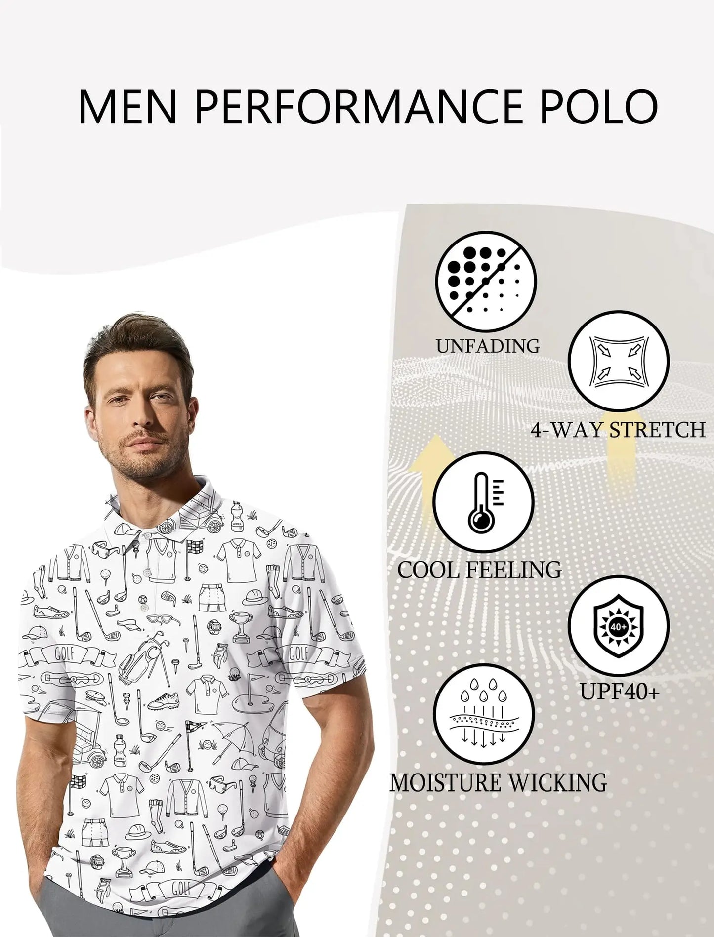 Men's Golf Shirt Hawaii Golf Polo Shirt Tennis Sports T-shirt Soft Breathable Elastic Fabric Short Sleeve
