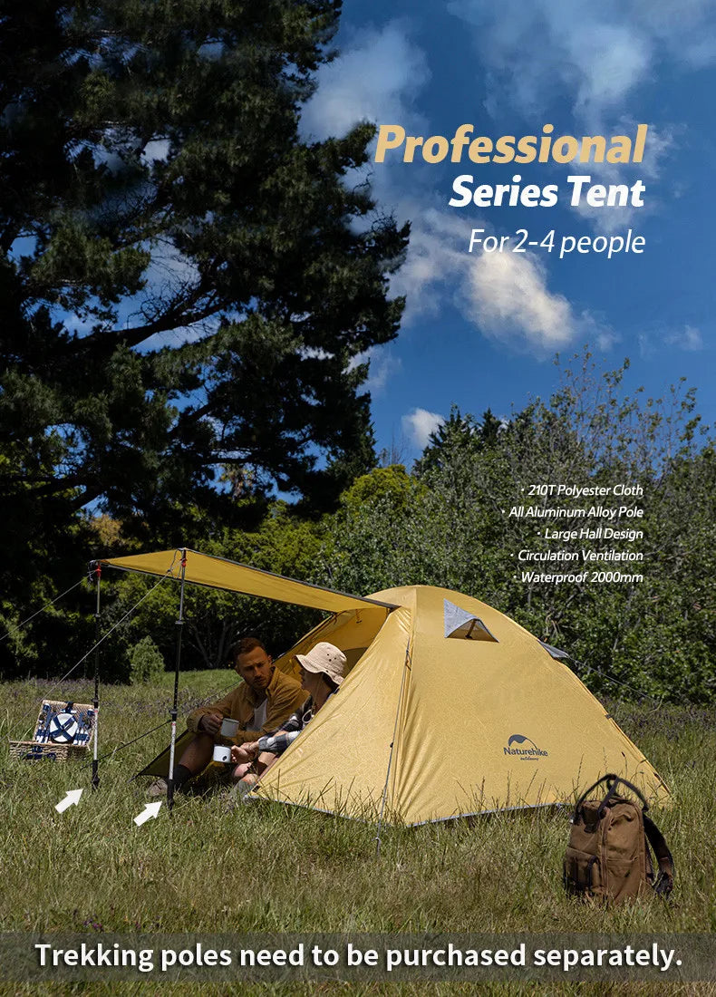 Naturehike Camping Tent 2 3 Persons Portable Waterproof Backpacking Tent Double-layer Outdoor Hiking Travel Camping Equipment