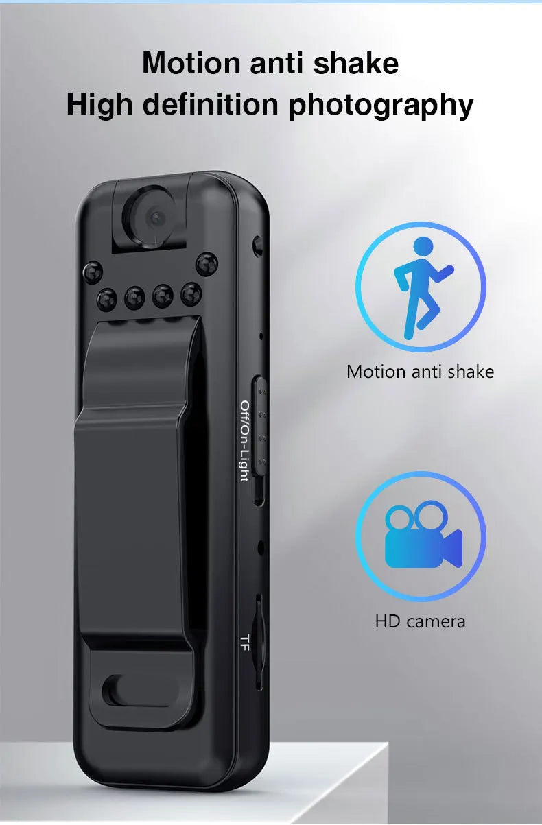 V1 1080P Mini Portable Camera with Back Clip Infrared Night Vision Camera, Suitable for Outdoor Sports and Office Security