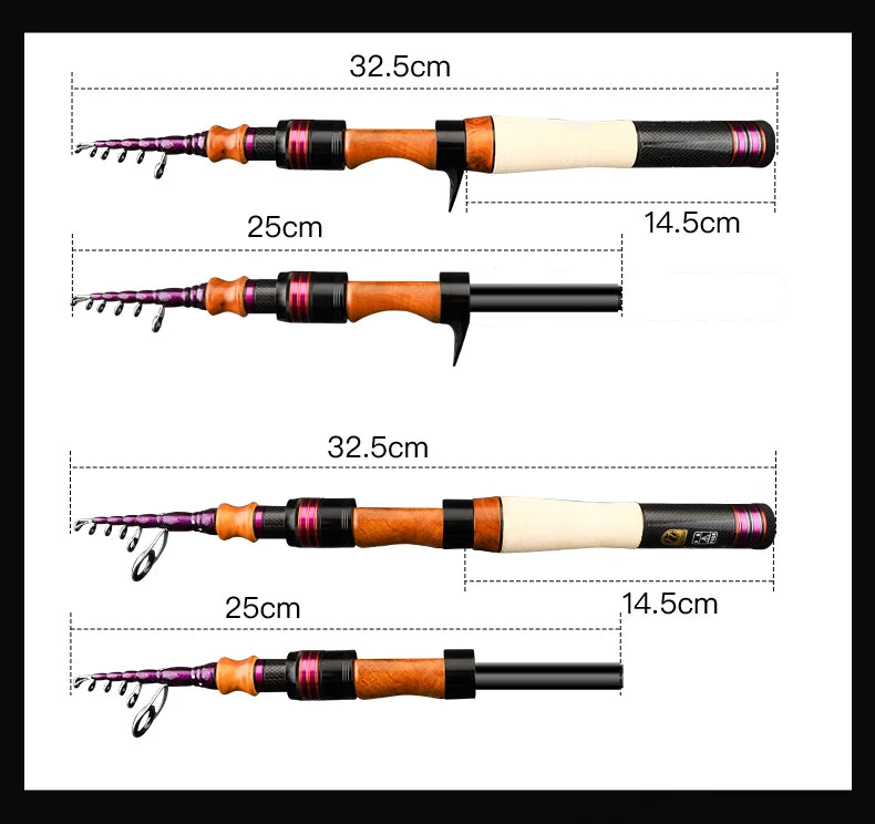 PURELURE 1.50m XUL BFS Telescopic Rod 5ft Travel Rod Trout Spinning Casting Solid Tip Carbon Fishing Rod Small Bait Perch Rod