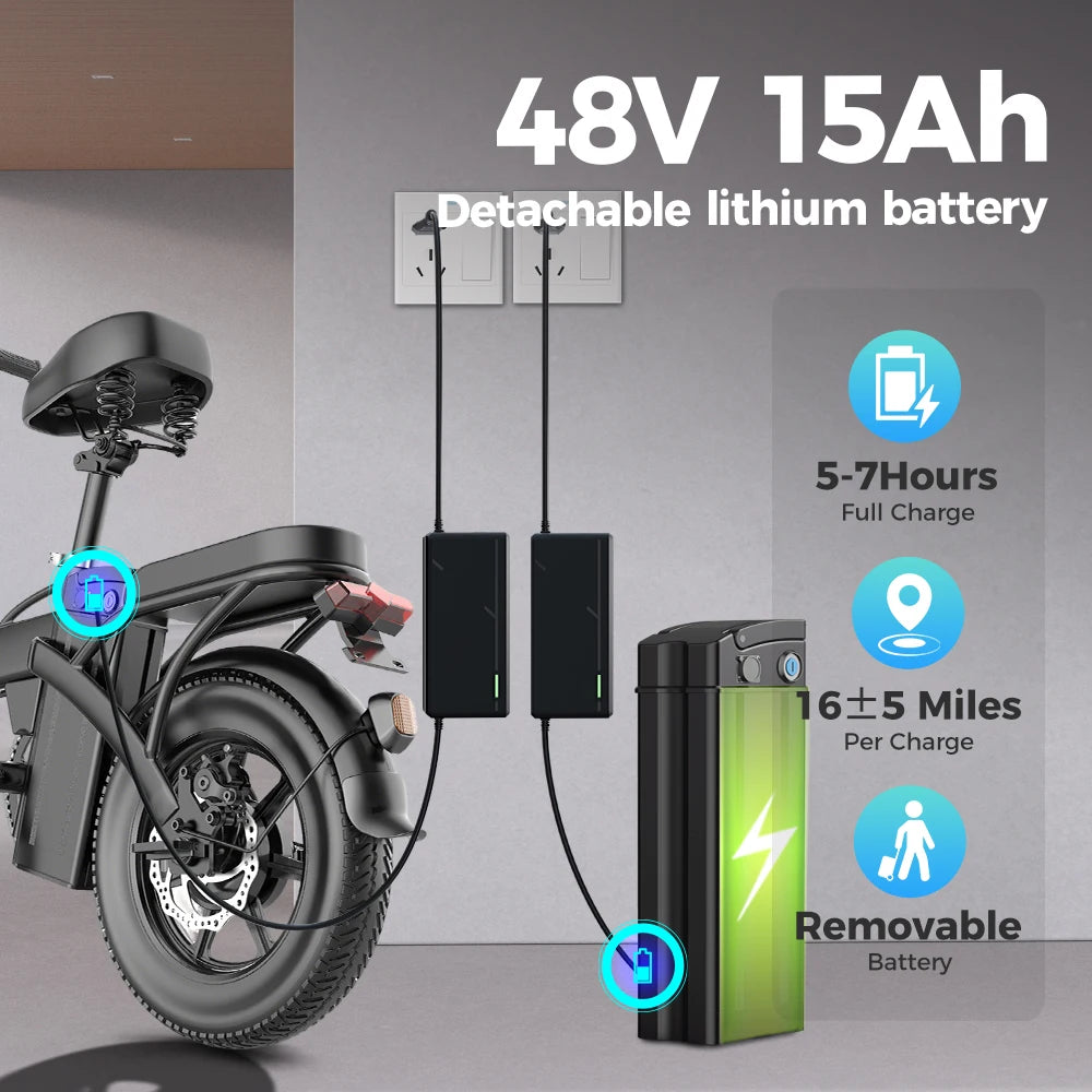 UPlee GS3 Electric Bike 48V 15AH 500W Motor Electric Bicycle 20KM/H Max Speed Motorcycle Style E-bike