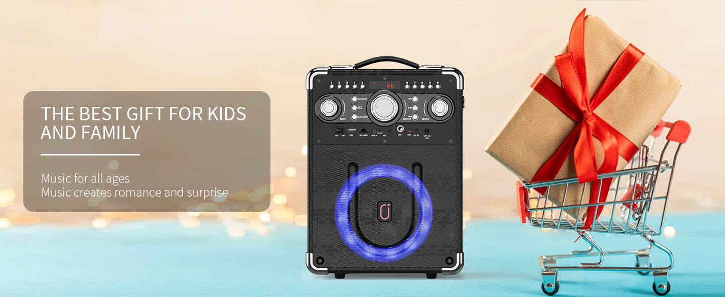 S8-T Kara Ok with 3 Microphones, Portable Bluetooth 5.3 Kara Ok Speaker, Suitable for Outdoor Activities, Parties and Parties