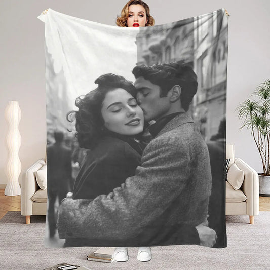 1 Piece of Custom DIY Personalized Photo Blanket for Your Loved One, Flannel Blanket Product - Custom Warm Photos, Soft and Warm, Suitable for Sofa, Bed, Office, Car and Outdoor Travel - All-Season Gift for Men and Women