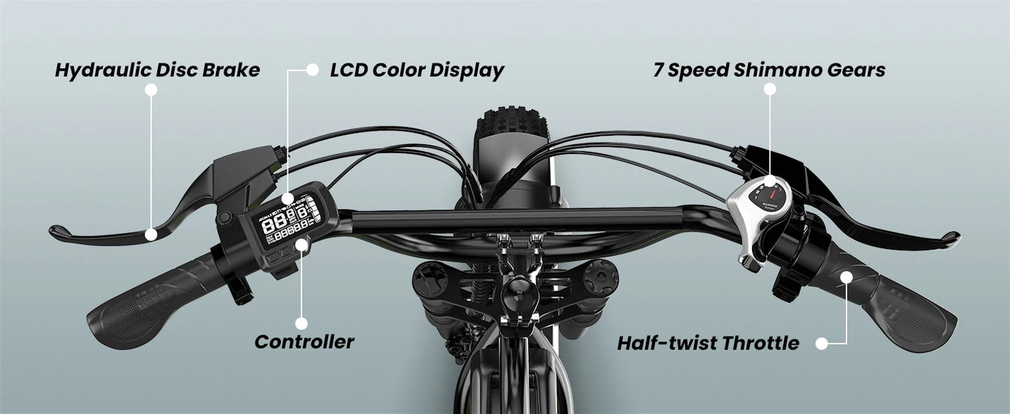 Cybervelo 1600W Peak E-bike for adults, 30+MPH Electric Dirt Bike, E-Motocycle Off-road ,Full Suspension Sonw Beach Urban EK11