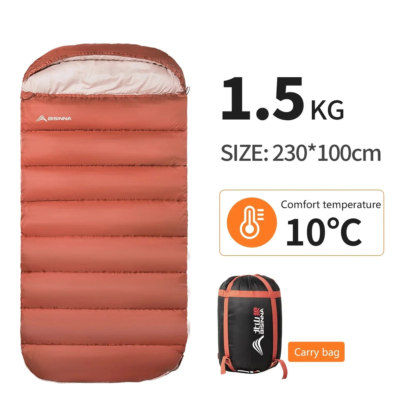 BISINNA Large Camping Sleeping Bag Lightweight 3 Season Loose Widen Bag Long Size for Adult Rest Hiking Fishing