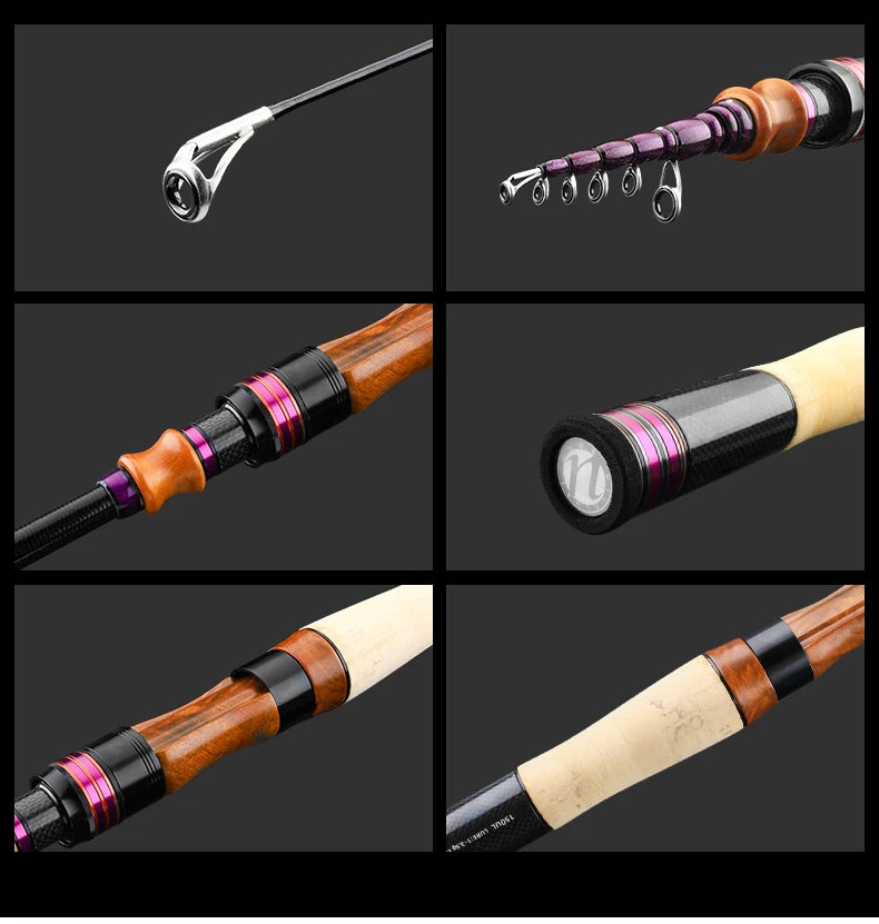 PURELURE 1.50m XUL BFS Telescopic Rod 5ft Travel Rod Trout Spinning Casting Solid Tip Carbon Fishing Rod Small Bait Perch Rod