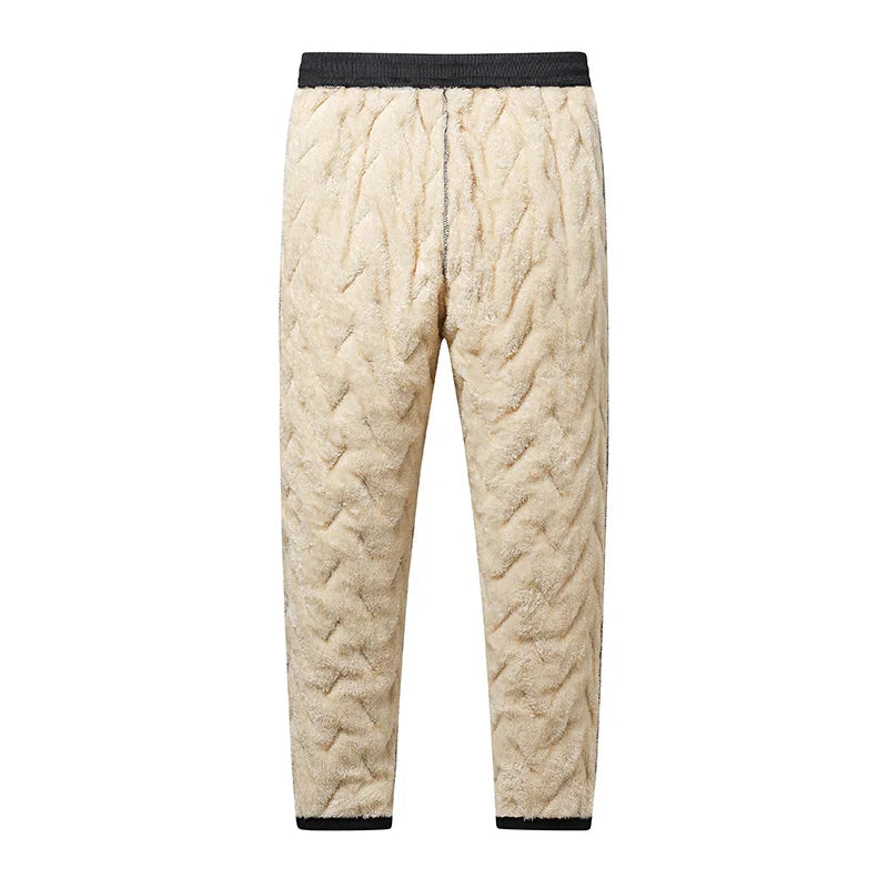 Men Plush Thick Fleece Waterproof Sweatpant Winter Windproof Casual Pants Heavyweight Pants Lambswool Warm Trousers Outerwear
