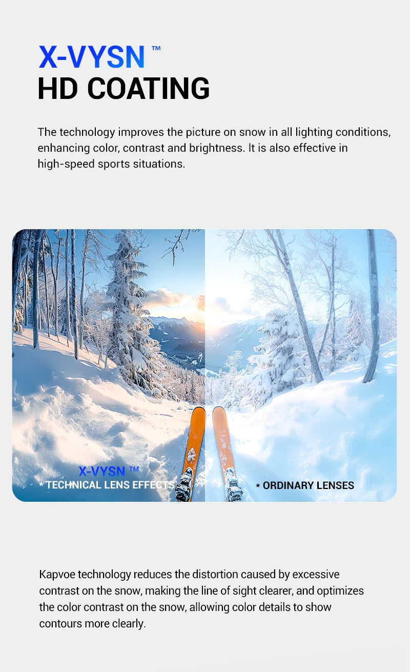 KAPVOE Outdoor Ski Snowboard Goggles for Men Women OTG Snow Goggles Anti Fog UV Protection Double Layer Magnetic Lenses