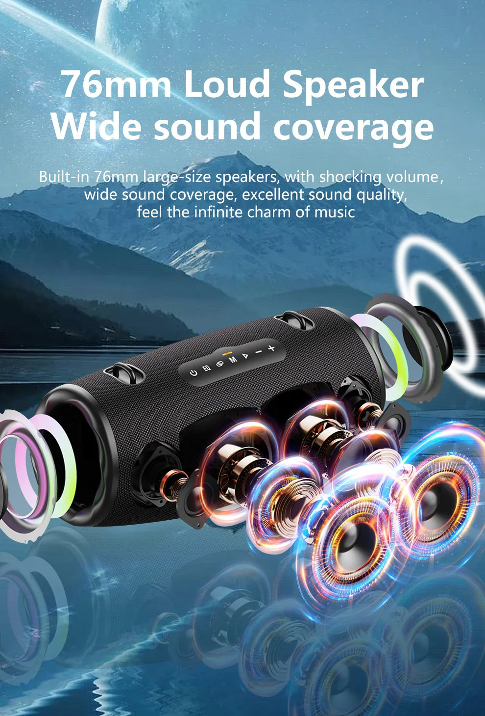 ZEALOT S87 Outdoor Portable Wireless Bluetooth Speaker 80W High Volume Subwoofer Sound Performace IPX6 Waterproof camping.