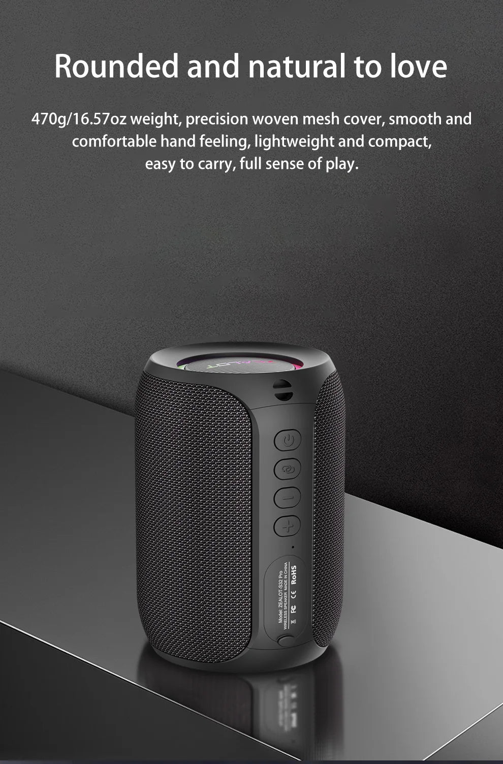 ZEALOT S32 pro Bluetooth Wireless Outdoor Portable Subwoofer Speaker Waterproof IPX6 Dual Pairing 3600mAh Wireless Speaker