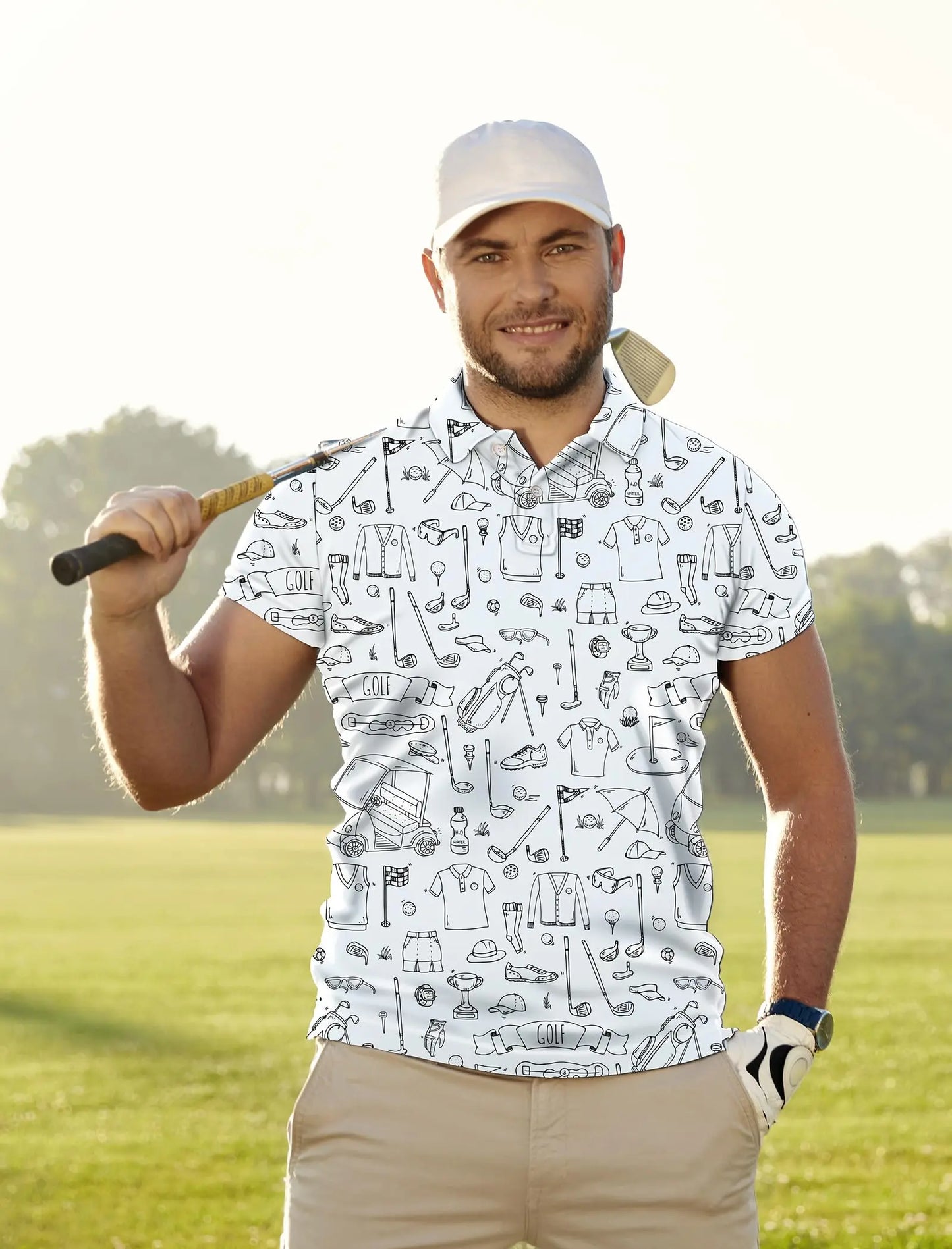 Men's Golf Shirt Hawaii Golf Polo Shirt Tennis Sports T-shirt Soft Breathable Elastic Fabric Short Sleeve