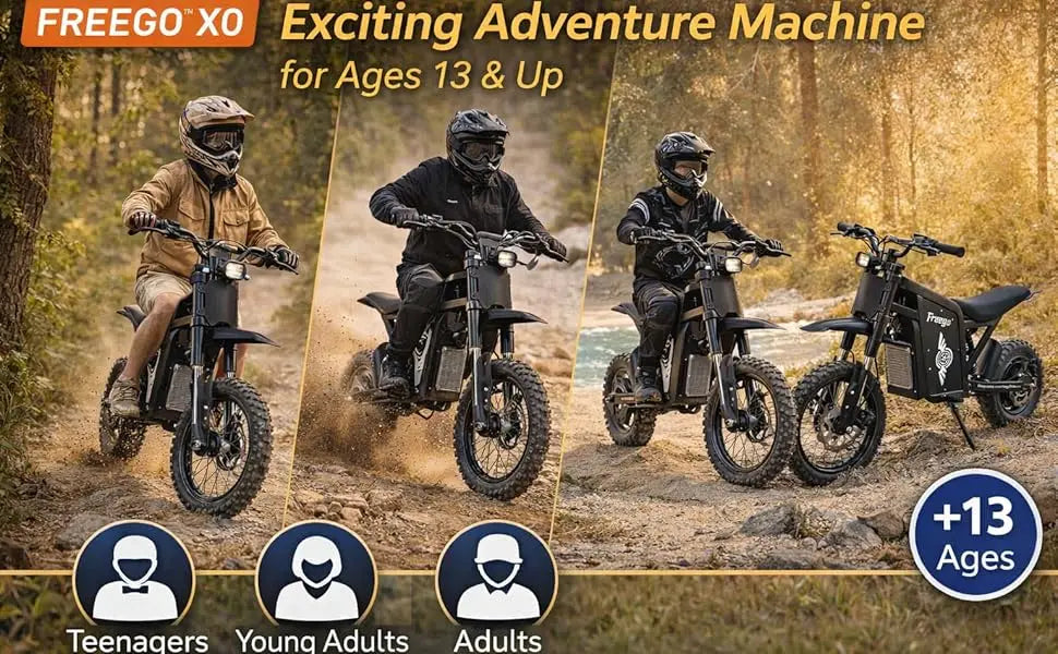 Freego X0 Mini Dirt Bike for Teens Adults 3600W Motor 40MPH Dual Hydraulic Disc Brakes All-Terrain Motorcycle Off-Road E-Bike UL