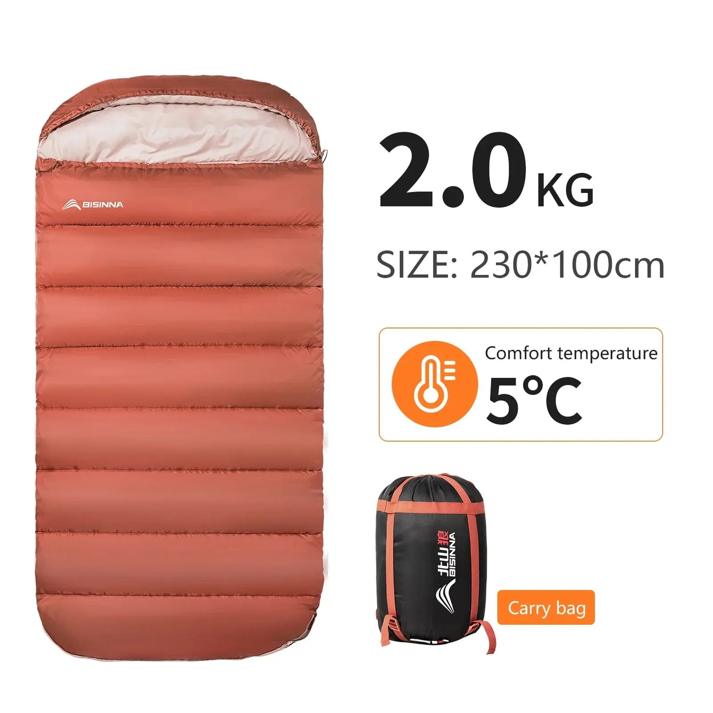 BISINNA Large Camping Sleeping Bag Lightweight 3 Season Loose Widen Bag Long Size for Adult Rest Hiking Fishing