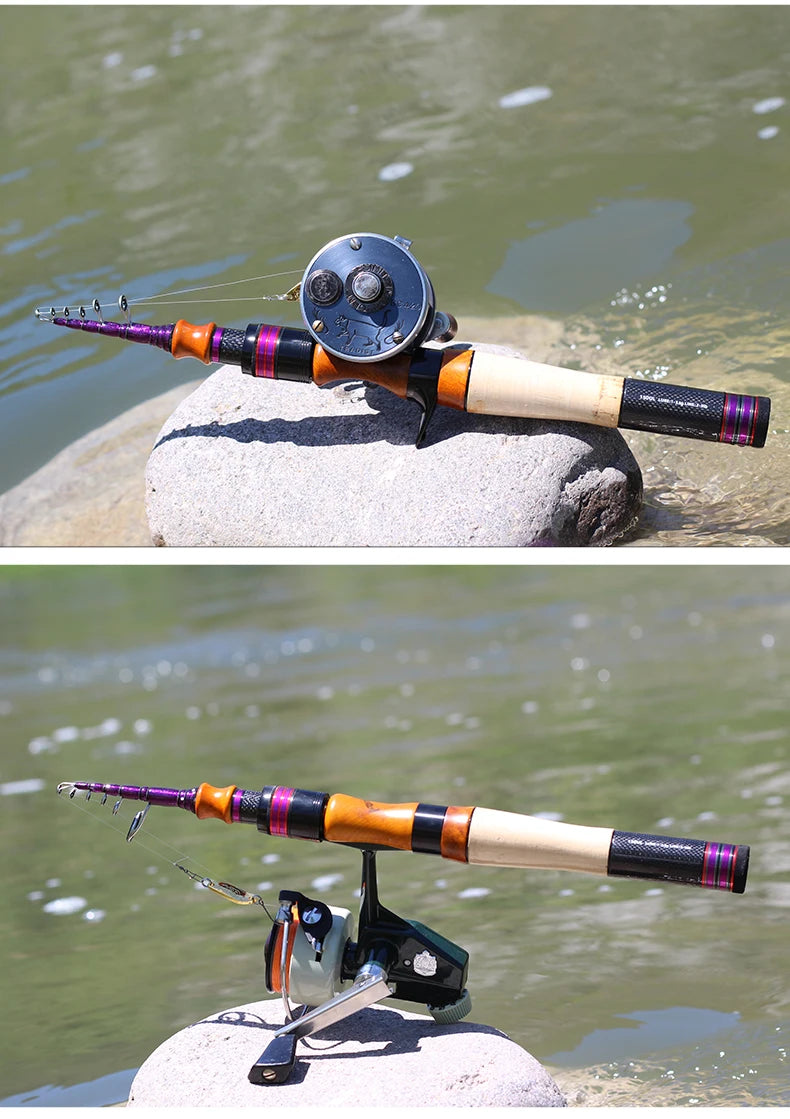 PURELURE 1.50m XUL BFS Telescopic Rod 5ft Travel Rod Trout Spinning Casting Solid Tip Carbon Fishing Rod Small Bait Perch Rod
