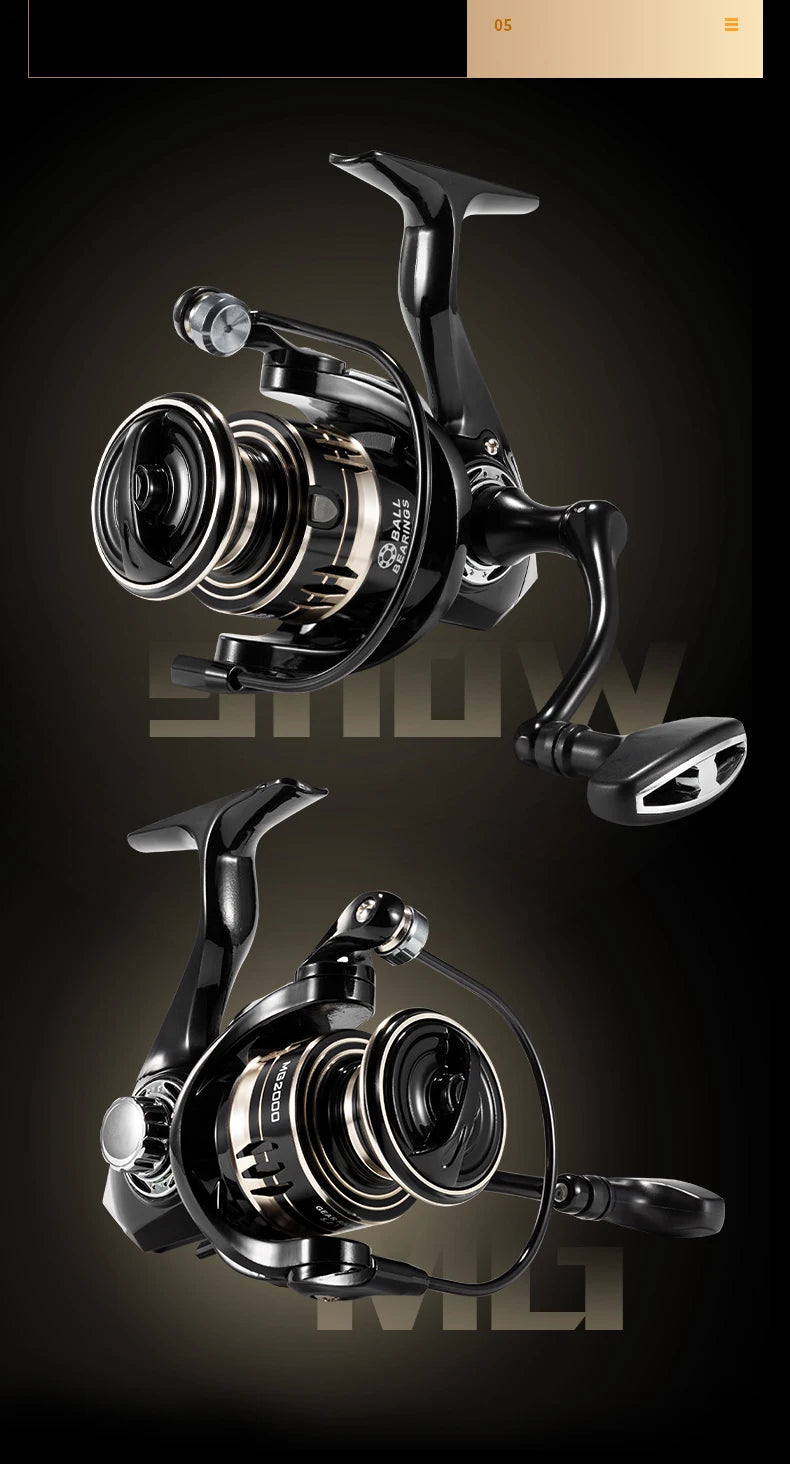 MG Spinning Reels Ultralight Metal 5.2:1 Gear Ratio 1000-7000 Saltwater or Freshwater 10kg Max Drag Fishing reels