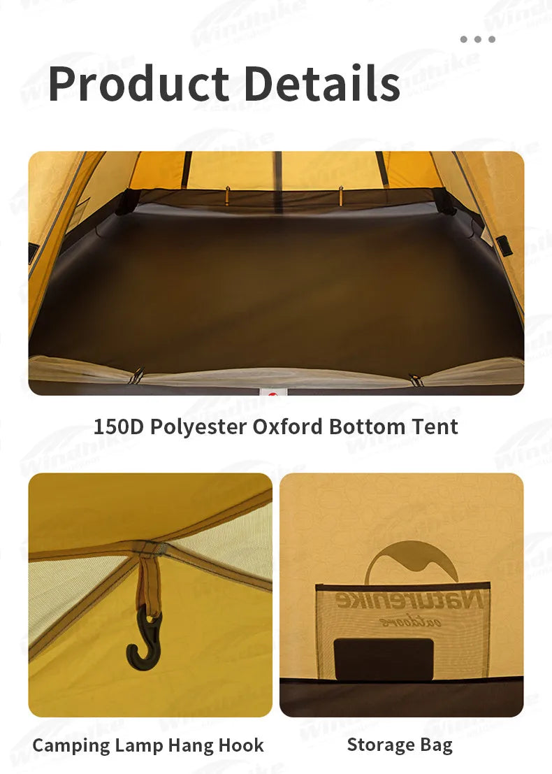 Naturehike Camping Tent 2 3 Persons Portable Waterproof Backpacking Tent Double-layer Outdoor Hiking Travel Camping Equipment