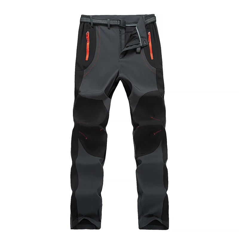 LNGXO Thick Warm Fleece Hiking Pants Men Winter Waterproof Windproof Outdoor Soft Shell Rain Trousers Trekking Camping Ski Pants